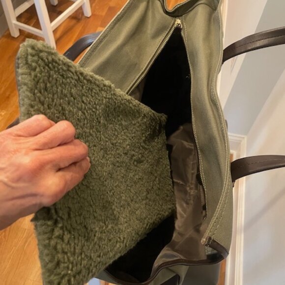 Lux Dog Carrier/Purse - Olive Green Canvas with Brown Leather - Picture 3 of 8